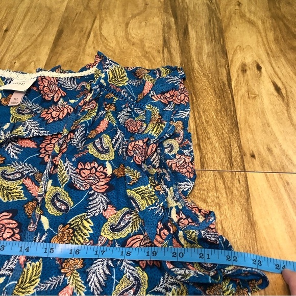 Knox Rose Womens Blue Shirt Size XL Sleeveless Tank Floral Paisley Blouse - Picture 6 of 8